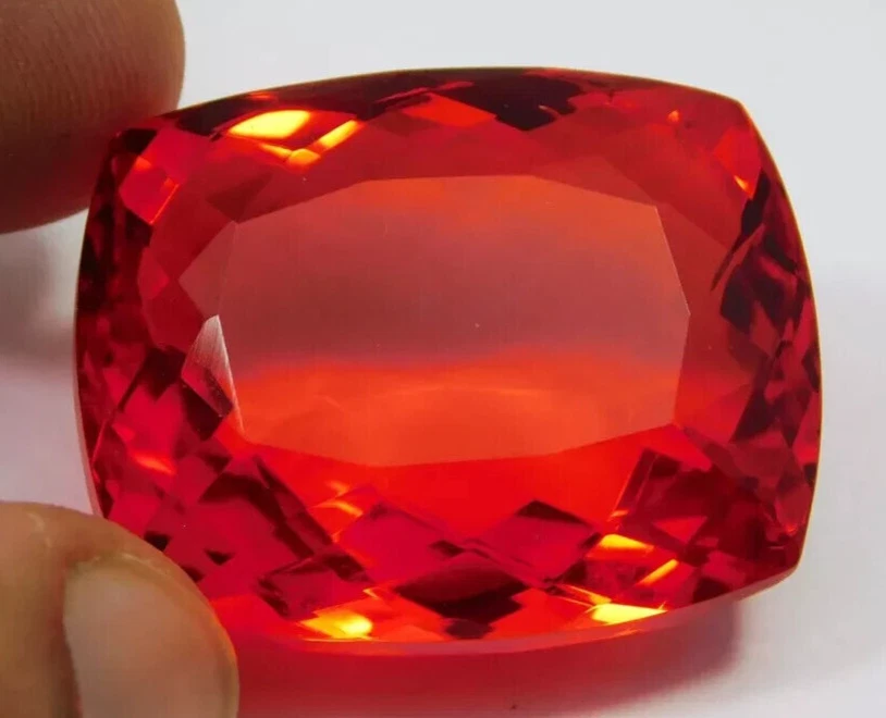 92.55 Ct. AAA+ Large Mexican Fire Opal Cushion Cut Loose Gemstone @Women Gift - Image 4 of 4
