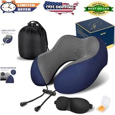 Memory Foam Travel Neck Pillow - Comfortable  Washable with Eye Masks, Earpl...