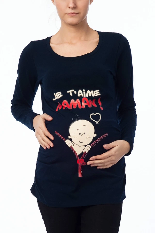 Umstandsshirt Umstandsmode Mama T-Shirt Motiv Schwangerschaft Geschenk Je t´aime - Bild 1 von 1