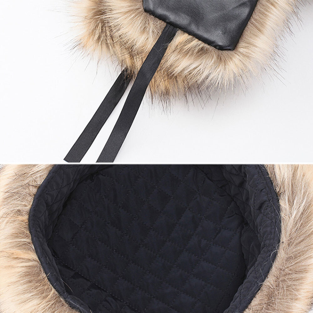 APL Cappellino in pelle pu uomo pelliccia cotone protezione udito super caldo berretto invernale ▽