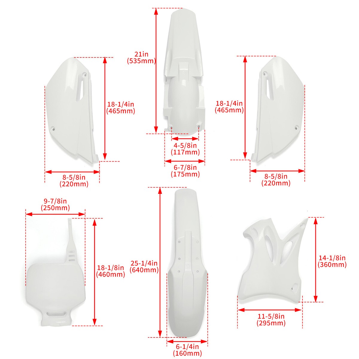 Complete Plastics Kit White Fender Body Cover Fairing For Yamaha