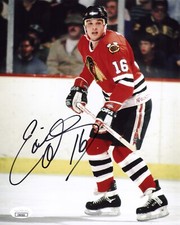 Eddie Olczyk signed Chicago Blackhawks 8x10 photo autographed Hawks JSA