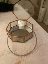 silver choker necklace with hexagonal glass case