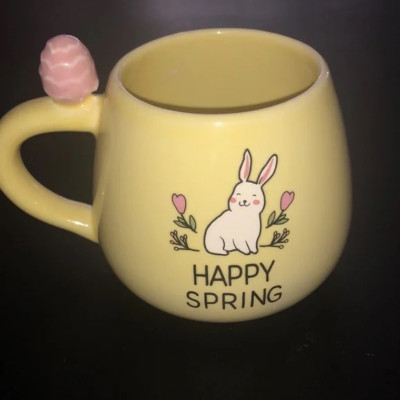 cute Pastel yellow bunny easter egg handle spring Eccolo coffee mug