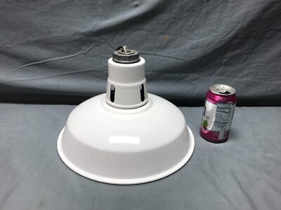 Antique White Gas Station Porcelain Pan Style Light Fixture 13
