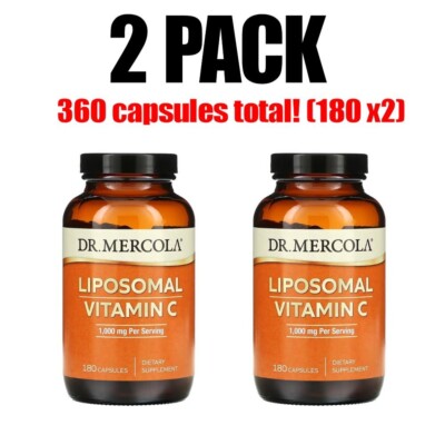 Dr. Mercola, 2 PACK, Liposomal Vitamin C, 180 Capsules x 2, 1,000 mg per serving