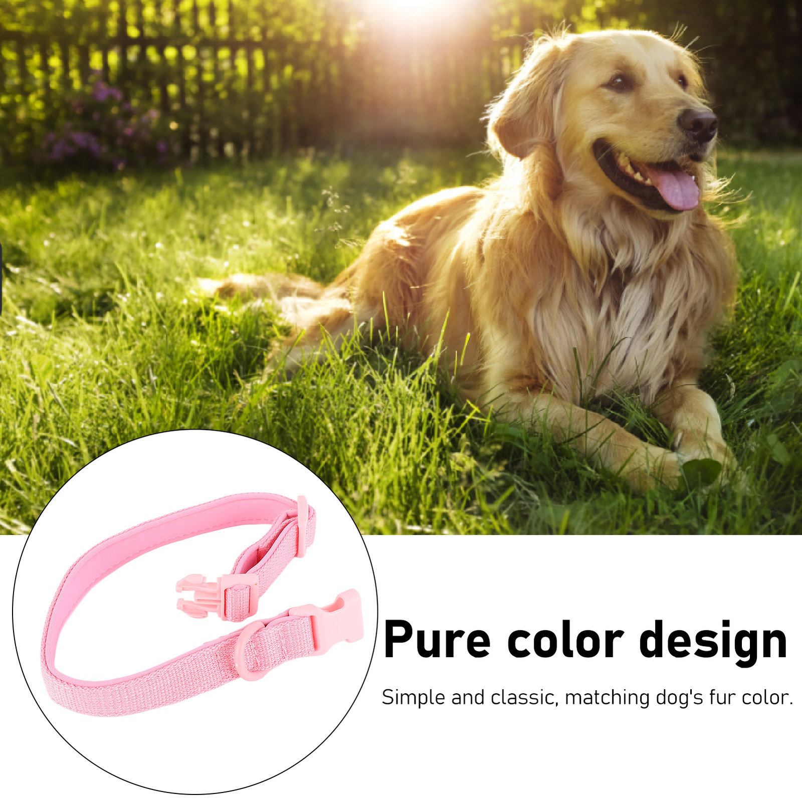 Adjustable Soft Dog Collar Breathable Pure Color Polyester for Outdoors