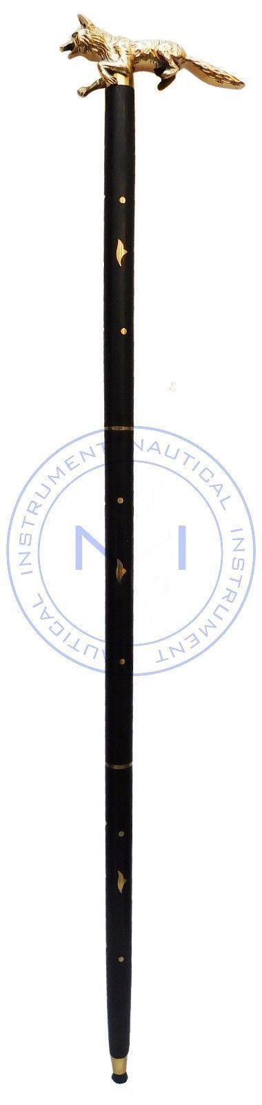 Solid Brass Fox Head Handle Designer Walking Stic… - image 7