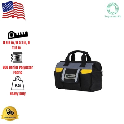 Stanley Tool Bag Jobsite Storage Soft Sided Adjustable New Open Black Tote Case