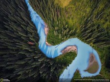 Landscape nature aerial view water trees forest river Custom Gaming Mat Desk