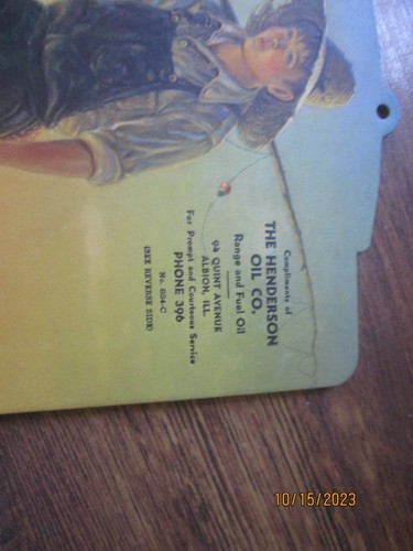 Vtg Henderson Oil Co Calendar & Thermometer Sample Design 834-C - Picture 2 of 5