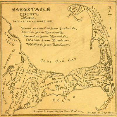 CANVAS Vintage Barnstable County Map 24x24 Gallery Wrap Cape Cod Home Decor