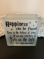 Harry Potter  Lighted Glass Block  Albus Dumbledore  Night Light  Happiness