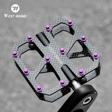 West Biking Carbon Fiber Road Bike Pedals 3 Bearings Titanium Axis Pedals Purple West Biking Carbon Fiber Road Bike Pedals 3 Bearings Titanium Axis Pedals Purple