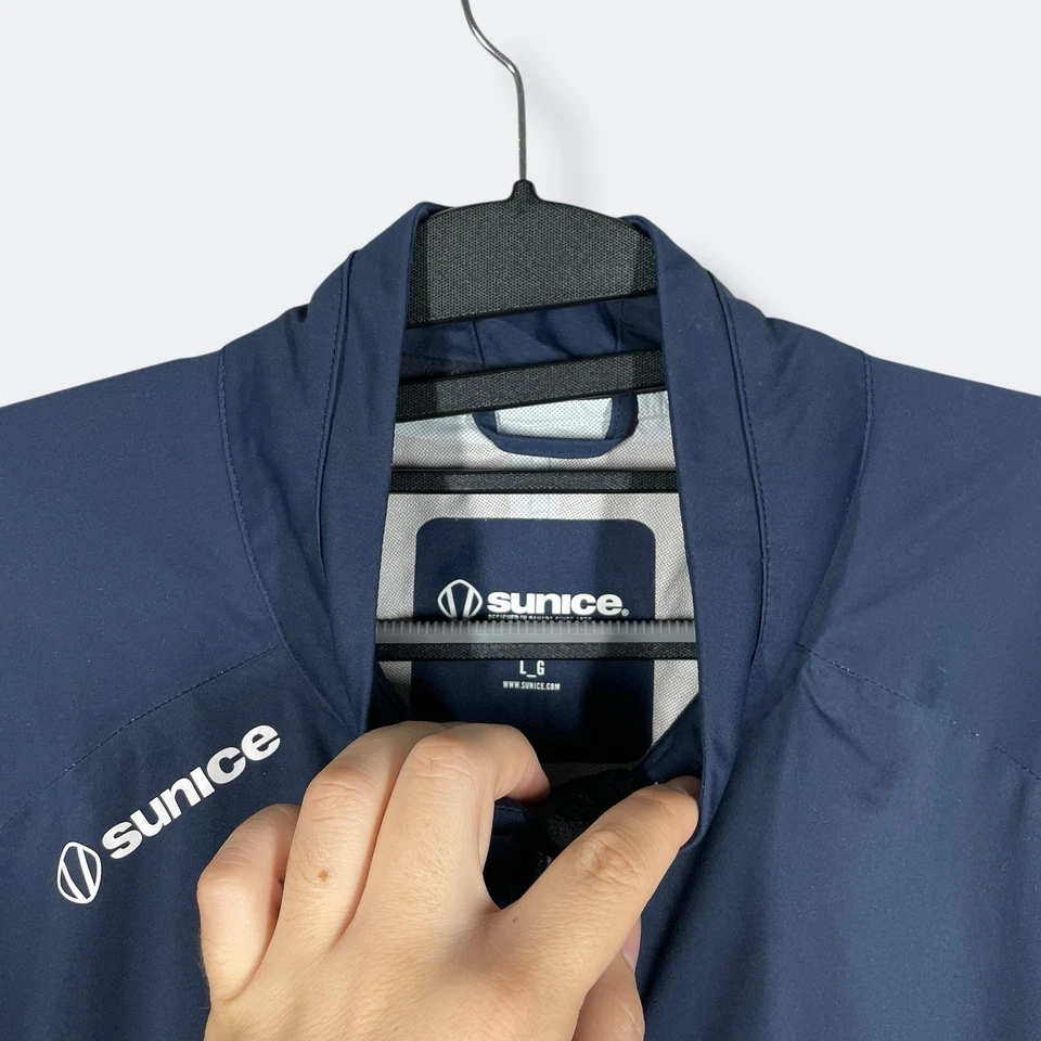 Chaqueta de golf Sunice azul marino cremallera completa ligera impermeable transpirable para hombre L Foto 3 de 4