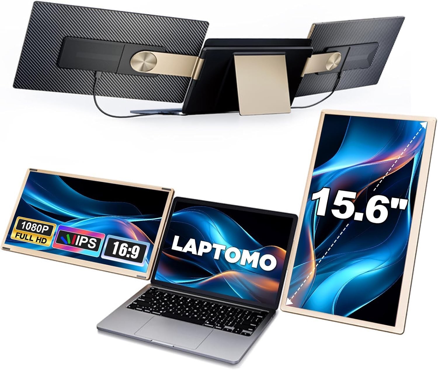 Extension d'écran portable 15.6" LAPTOMO double affichage pliable USB-C pour multitâche