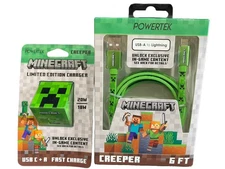 Minecraft USB-A to Lightning Creeper 6ft Fast Charge cable NIB MFi Certified