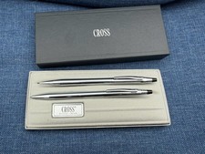 Vintage Cross Pen Set 3501 Ballpoint Pen  Mechanical Pencil Chrome Boxed