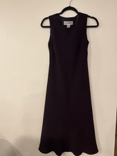 Jessica Howard Solid Purple A-Line Midi Dress Sleeveless Scoop Neck Lined Sz 6