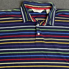 Orvis Polo Shirt Mens XL Blue Multicolor Stripe Short Sleeve Casual 100 Cotton