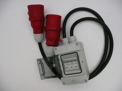 CEE Adapter 32 A auf 16 A mit LS Sicherung 3-Polig C16A Gummikabel Starkstrom