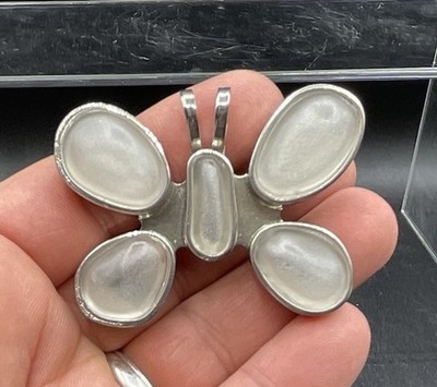 VTG Rebecca Collins Butterfly Pendant Clip 2in Silver Tone 2000 Neiman Marcus