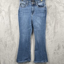 Judy Blue Jeans Womens 9/29 Flare Leg High Rise Stretch Medium Wash Blue Denim