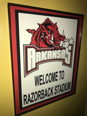 Arkansas Razorbacks Football Stadium Bar Framed Man Cave Advertising Sign
