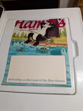 Vintage Hamm's Beer Cardboard Counter Sign Display W Bear Fishing 