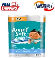 Angel Soft Toilet Paper with Fresh Linen Scented Tube, 8 Mega Rolls = 32 Regular