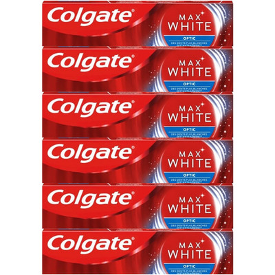 Colgate Max White Optic Teeth Whitening Toothpaste 75ml / 2.55z (Pack Of 6)
