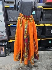 AUTHENTIC ORIGINAL AFRICAN BRAND NEW LONG ORANGE SKIRT FOR LADIES