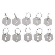 10 Pcs Stainless Steel Tags Numbered Keychain with Numbers Hanging