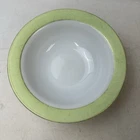 Pyrex Lime Green Rimmed Bowl Milk Glass 8 3/4” Serving Dish Round Has Wear