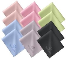 12 Pack Microfiber Lens Cleaning Cloths Ultra-Soft, Scratch-Free green