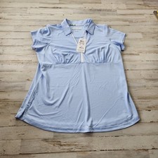 NEW Pebble Beach Polo Shirt Large Blue Striped Dry-Luxe Performance Golf NWT