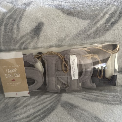 Macy's Happy Holidays Dark & Medium Grey White Felt Fabric 52" Length Garland - Picture 1 of 5