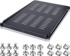 Hortsun 1U Adjustable Rack Mount Shelf Vented Server Drawer 175 Black