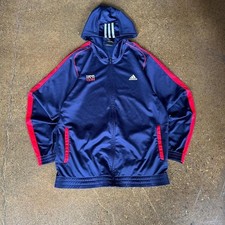 Y2K Adidas USA Embroidered Track Jacket Navy/Red Adult L