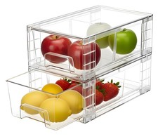 2 Pack Stackable Storage Drawers,Plastic Organizers Bins, Drawers Storage wit...