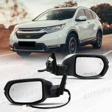 Pair Side Mirror Heated W Blind Spot 9-pin Pearl White For 2017-2022 Honda Cr-v
