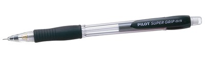Pilot Super Grip Mechanical Pencil 0.5 mm Lead - Black Barrel, Pack of 12