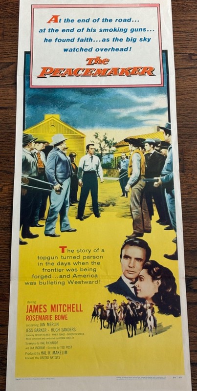 THE PEACEMAKER Original Western  Insert Movie Poster 1956 36x14 James Mitchell