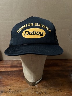 VTG NOS Doboy Tigerton Elevator Mesh Hat Snapback Workwear Trucker-Black YoungAn