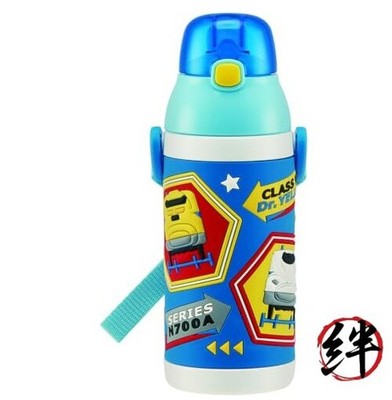 Stainless Steel Water Bottle 12.8 oz 3D Plastic Rail Blue SSPV4