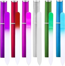 6 Pack Glass Nail File with Case, Crystal Fingernail Files Set, Double Sided Fin