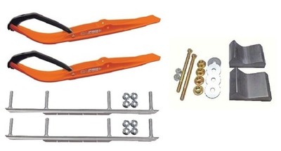 C&A Pro Orange Razor Snowmobile Skis w/ 7.5'' Shaper Bars Complete Kit Polaris