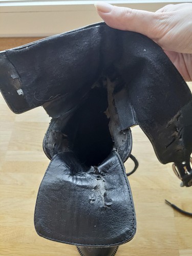 Alte abgetragene PoiLei High Heel Stiefelette 41 schwarz Leder und Kunstleder - Bild 5 von 10