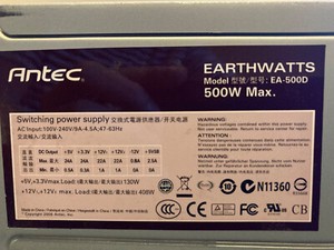 Antec EARTHWATTS 500 watt EA-500D PC-Netzteil PSU switching power