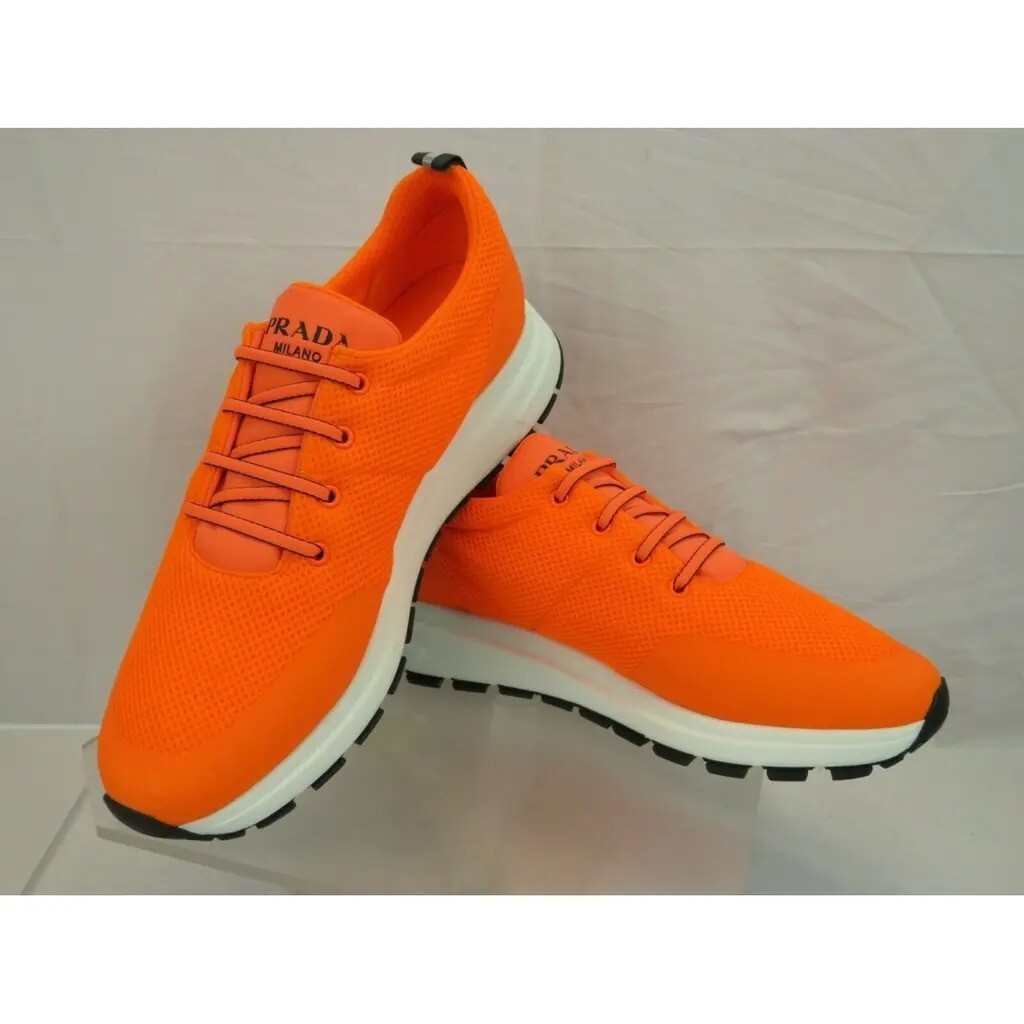 PRADA★素敵！NEON MESH LACE LOW SNEAKERS Wholesale Breathable Unisex Patent Leather & Mesh Platform
